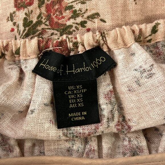 House of Harlow 1960 XS Floral Linen Maxi Dress TieStrap Tiered Cottagecore Boho - Picture 5 of 10